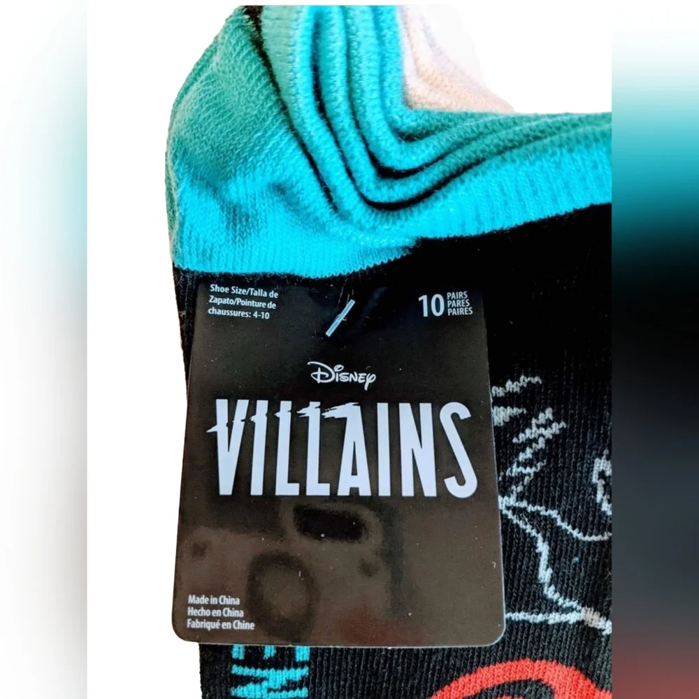 NEW Disney villains characters no show socks,‎ 10 pairs